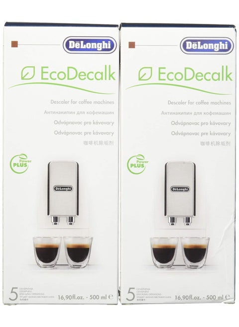 DeLonghi Eco Descaling Liquid Solution Descaler EcoDecalk for Automatic Espresso Coffee Machine Natural and Universal  2 Pack x 500ml   Set of 2