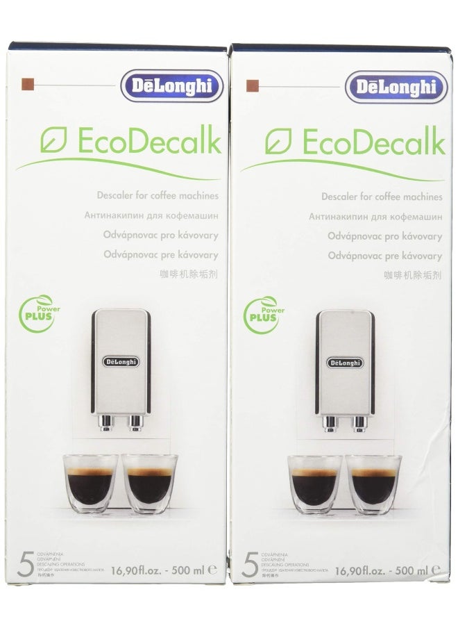 De'Longhi - DeLonghi Eco Descaling Liquid Solution Descaler EcoDecalk for Automatic Espresso Coffee Machine Natural and Universal  2 Pack x 500ml   Set of 2 - Image 1