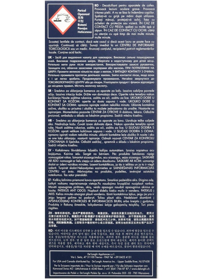 De'Longhi - DeLonghi Eco Descaling Liquid Solution Descaler EcoDecalk for Automatic Espresso Coffee Machine Natural and Universal  2 Pack x 500ml   Set of 2 - Image 1