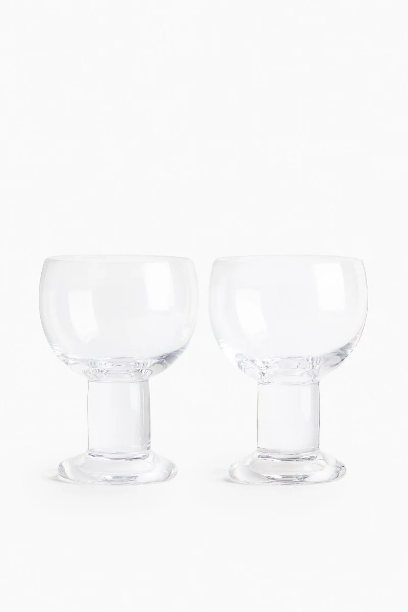 اتش اند ام كؤوس من الزجاج المنفوخ يدوياً - قطعتين