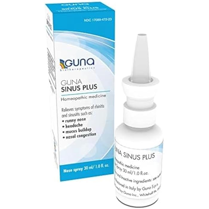 Guna Sinus Plus Homeopathic Sinus Relief Medicine for Runny Nose, Congestion, Sinusitis, Headache, Non-Drowsy - 1 Ounce Nose Spray - Image 1