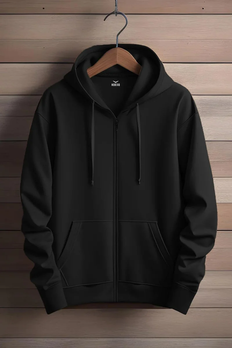 NOBERO Black Hooded Sweatshirt for Men