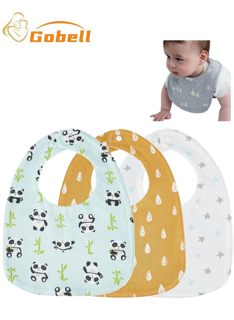 Gobell 3pcs Baby Bibs Skin-friendly Drool Bibs for 0-3 Years Old Toddler - Image 1