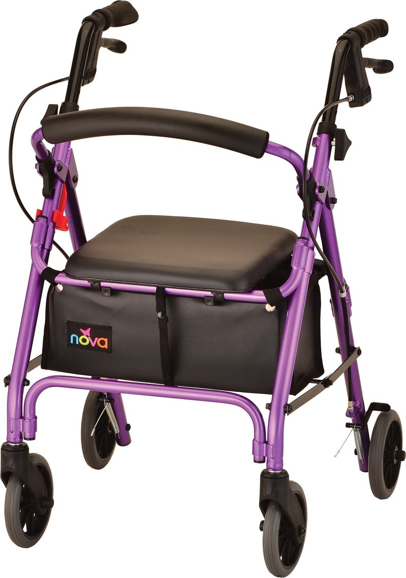 NOVA GetGo Petite Rollator Walker Petite Narrow Size Rolling Walker for Height 410 54 Seat Height is 185 Inch Ultra Lightweight Only 13 lbs with More Narrow Frame Color Purple - Image 3