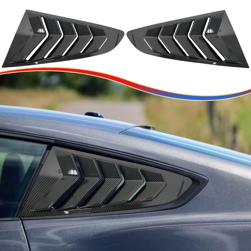 MUXEE Window Louver 2Pcs Side Vent Window Louvers for Ford Mustang 20152023 ABS Print Sport Window Decorative Covers Exterior Trim Accessories Carbon FiberNot for GT350 GT500