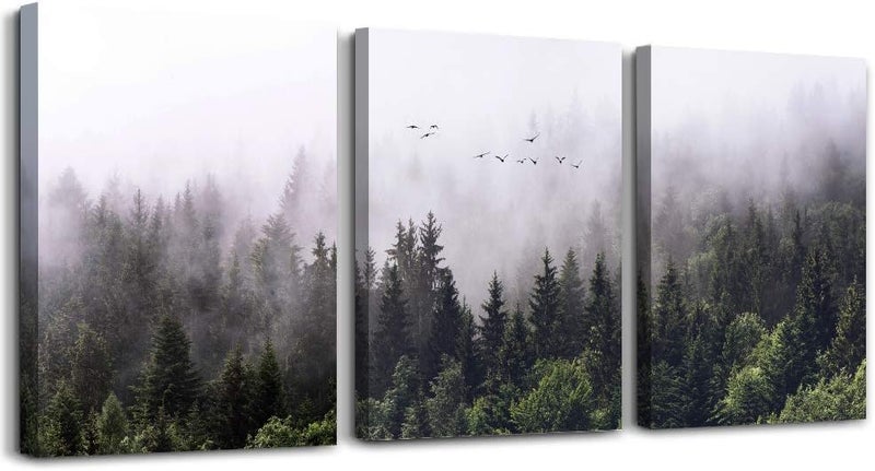 ARS Graphics ARS® Canvas Wall Art - Forest Landscape Painting - 3 Piece Set - 16" x 24" - Modern Framed Decor - Image 1