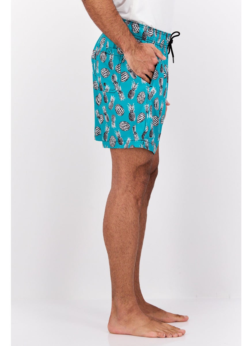 Beach Bros - Men Allover Printed 6,5 Inseam Board Shorts, Green - Image 1