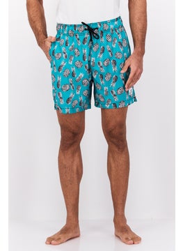 Men Allover Printed 6,5 Inseam Board Shorts, Green