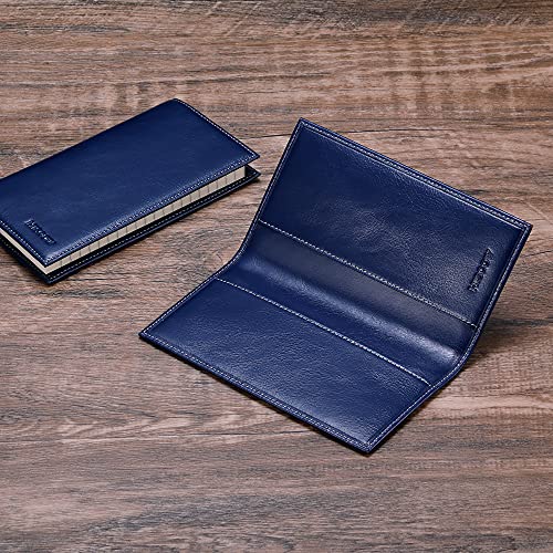 HISCOW Minimalist Checkbook Cover - Italian Leather (Antiqued Blue) - Image 3