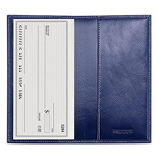 HISCOW Minimalist Checkbook Cover - Italian Leather (Antiqued Blue) - Image 2