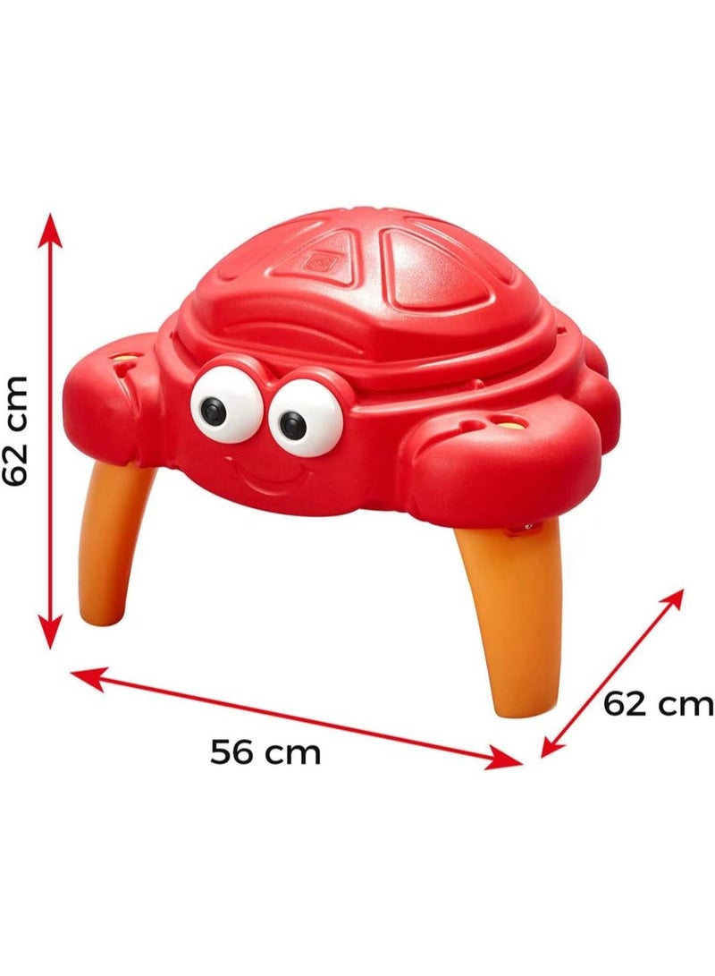 ستيب2 Crabbie Sand & Water Table for Toddlers 18M+ | Outdoor Kids Sand Play Table with Shell Lid, 4-Piece Accessory Set & 25 lb Capacity RED - Image 3