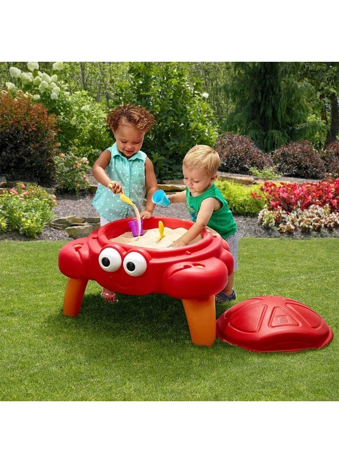ستيب2 Crabbie Sand & Water Table for Toddlers 18M+ | Outdoor Kids Sand Play Table with Shell Lid, 4-Piece Accessory Set & 25 lb Capacity RED - Image 5