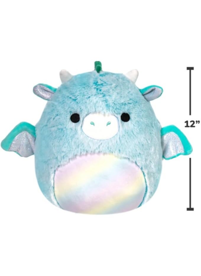 Squishmallows Squishmallows 12-Inch Fuzzamallows Lorelai Teal Dragon Plush by Kellytoy – Soft, Washable, Cuddly Toy for Kids, Boys & Girls – Multicolor Gift Collectible  - Image 5