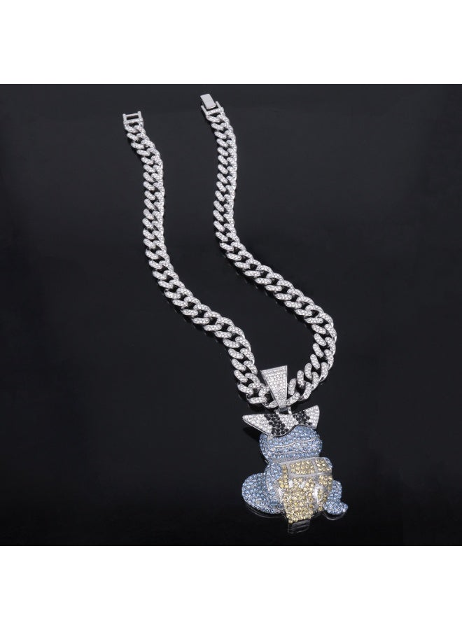 KUYING European Ad American Hip Hop Full Diamond Johnny Turtle Cartoon Pendant Cuban Necklace - Image 1