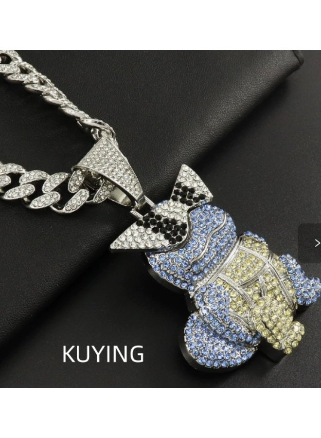 KUYING European Ad American Hip Hop Full Diamond Johnny Turtle Cartoon Pendant Cuban Necklace - Image 2