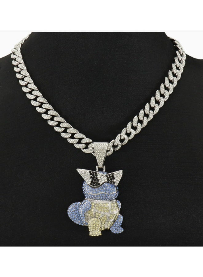 KUYING European Ad American Hip Hop Full Diamond Johnny Turtle Cartoon Pendant Cuban Necklace - Image 3