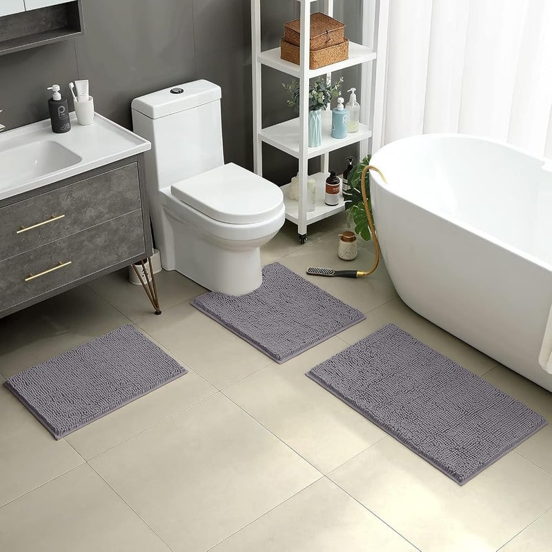 هوم أيدياز هومايدياس (HomeIdeas) – مجموعة من 3 سجادات استحمام من القطن الناعم جدًا، مانعة للانزلاق، قابلة للغسيل والتجفيف، مناسبة للاستخدام في الحوض. - Image 2