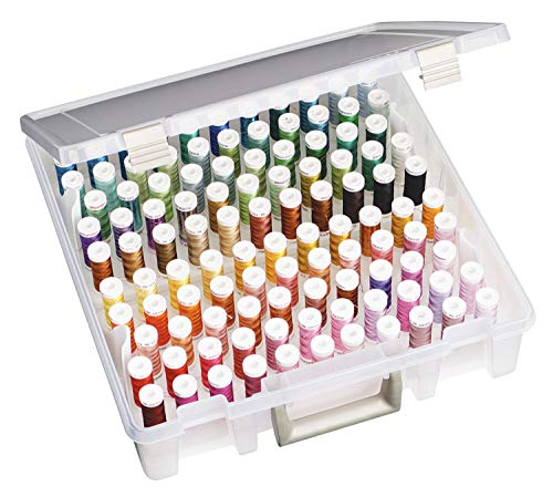 ArtBin Super Satchel Thread Box - Versatile Thread Storage for Sewing, Embroidery, and Quilting - 108 Pegs, Portable Design, Compatible with ArtBin Accessories - Made in USA, Transparent and Compact - Image 2