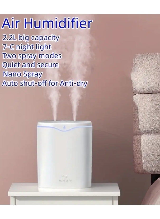 أوريتي مرطب غرفة نوم، مرطب ضباب بارد 2 لتر لغرفة نوم، سطح مكتب محمول USB، بالموجات فوق الصوتية الصامتة مع وضع الرش وأضواء 7 ألوان - Image 5