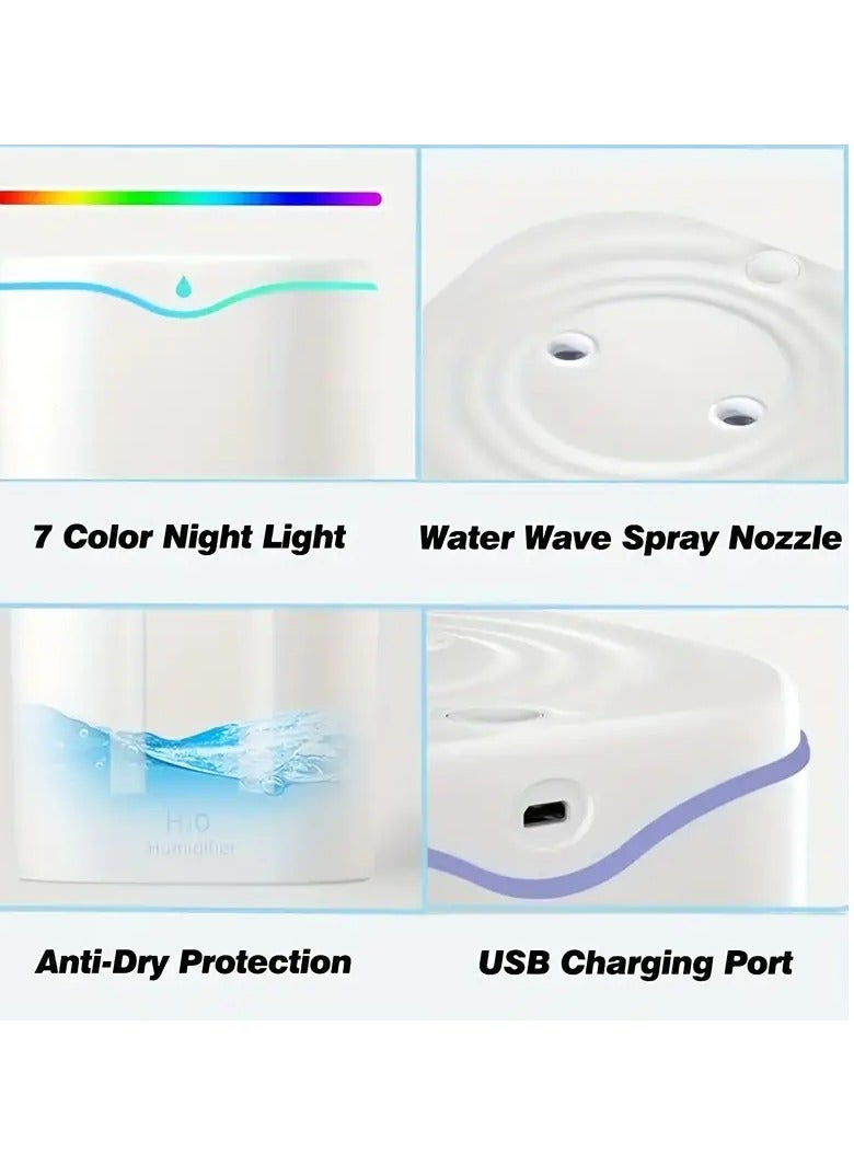أوريتي مرطب غرفة نوم، مرطب ضباب بارد 2 لتر لغرفة نوم، سطح مكتب محمول USB، بالموجات فوق الصوتية الصامتة مع وضع الرش وأضواء 7 ألوان - Image 3