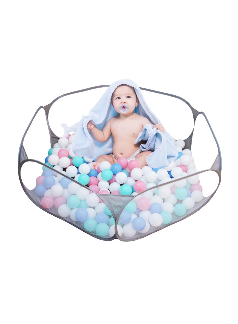 Portable Cute Grey Hexagon Children Ball Pit, Indoor and Outdoor Easy Folding Ball Play Pool Kids Toy Play Tent with Carry Tote, Balls Not Included