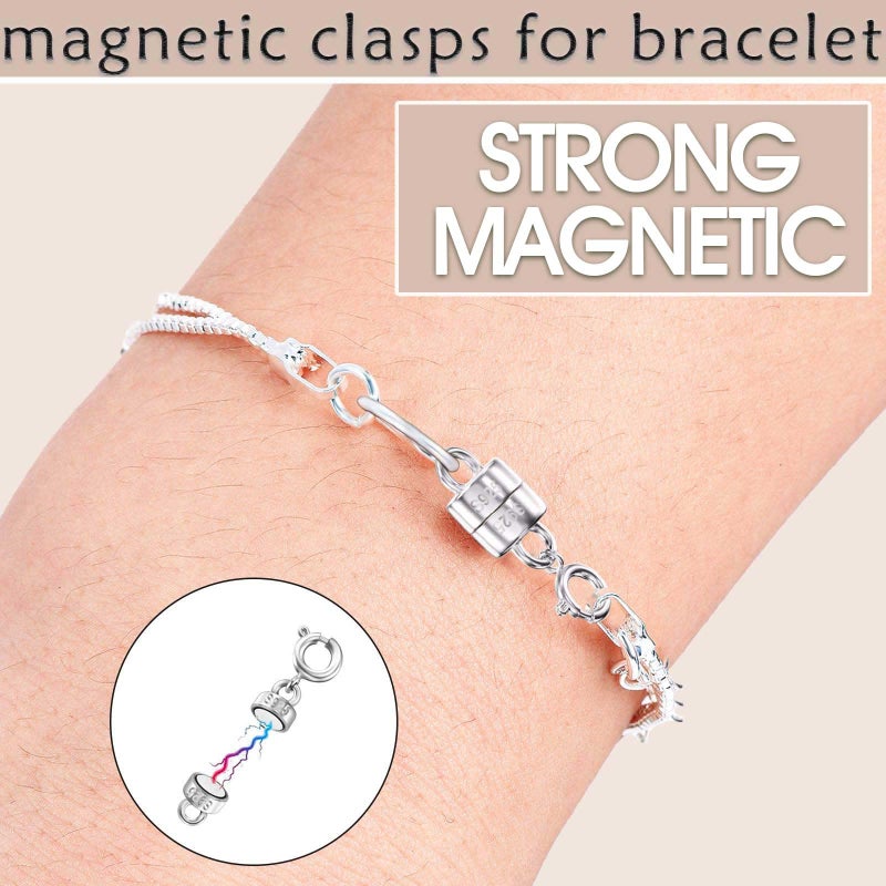 OHINGLT 925 Sterling Silver Magnetic Necklace Clasps and Closures,Gold and Silver Magnetic Clasp Converter for Jewelry Making Supplies,Chain Extender Connector for Small Necklace Bracelet - Image 2