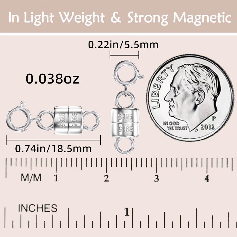 OHINGLT 925 Sterling Silver Magnetic Necklace Clasps and Closures,Gold and Silver Magnetic Clasp Converter for Jewelry Making Supplies,Chain Extender Connector for Small Necklace Bracelet - Image 3