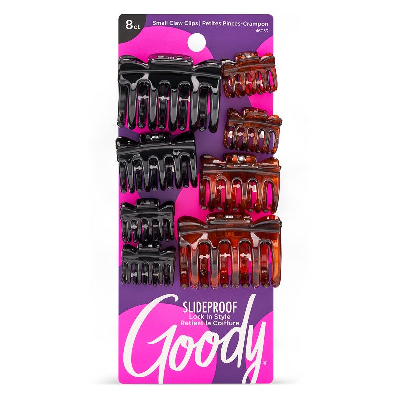 Goody SlideProof Classics Claw Clips, 8 Ct, Assorted Sizes & Colors, Lock in Style with Secure Grip, Chic Hair Accessories for Women & Men, For All Occasions & All Hair Types - Image 1