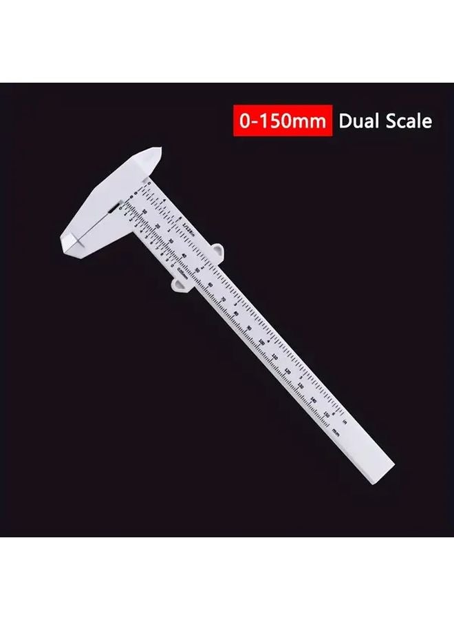 White 0 150mm Portable Mini Vernier Caliper Plastic Slide Ruler Dual Proportional Measuring Tool - Image 1