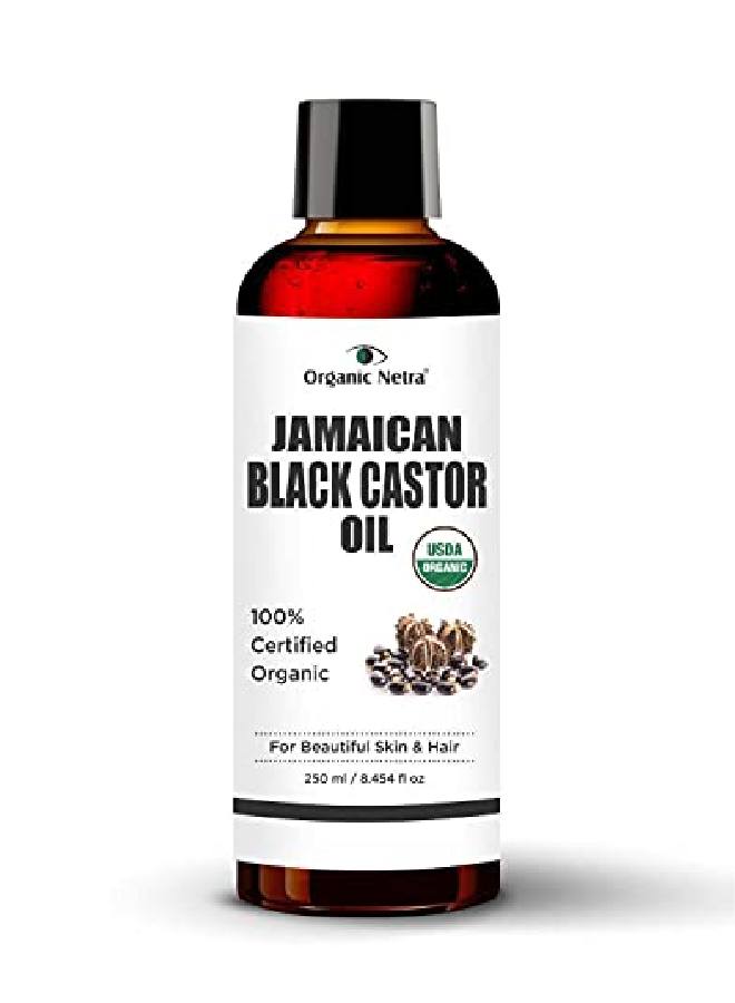 Organic Netra ® Jamaican Black Castor Oil Certified Organic Roasted Coldpressed Essential Oil Ideal For Beautiful Skin And Hair 250 Ml - Image 1