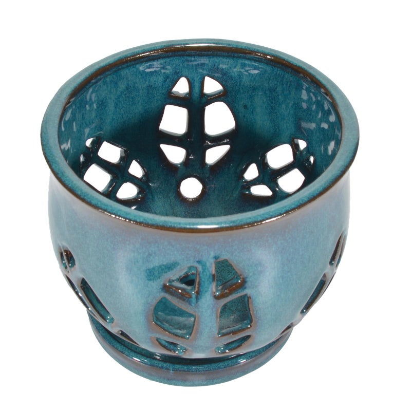 w w W&W Orchid Pot with Holes and Saucer for Repotting, Teal, 6.5" - Image 3