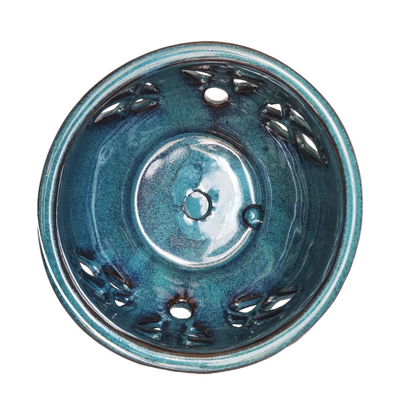 w w W&W Orchid Pot with Holes and Saucer for Repotting, Teal, 6.5" - Image 5