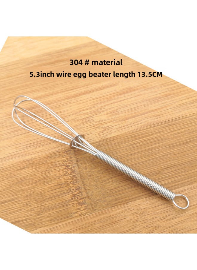 Generic No.304 Spring Egg Beater Manual Stainless Steel Coffee Mixer Kitchen Utensils Hand Operated Egg Shaker-Color:5 Inch 3 Wire Spring Handle  - Image 1