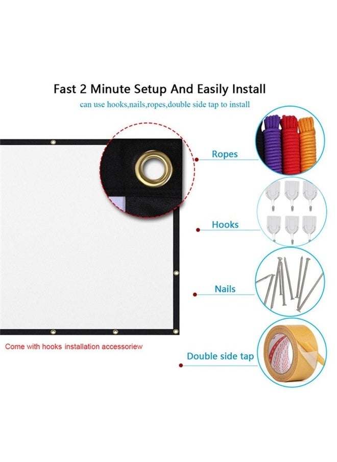 Generic Projector Screen 100 Inch Front and Rear Projector Screen & Cosmetics Bag Bundle for Home Garden Office and Outdoor Projection  - Image 2