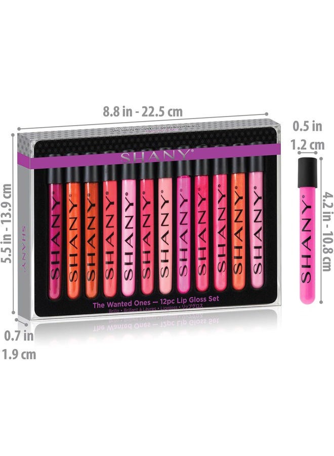 المطلوبون - مجموعة ملمع شفاه مكونة من 12 قطعة مع الألوة فيرا وفيتامين E