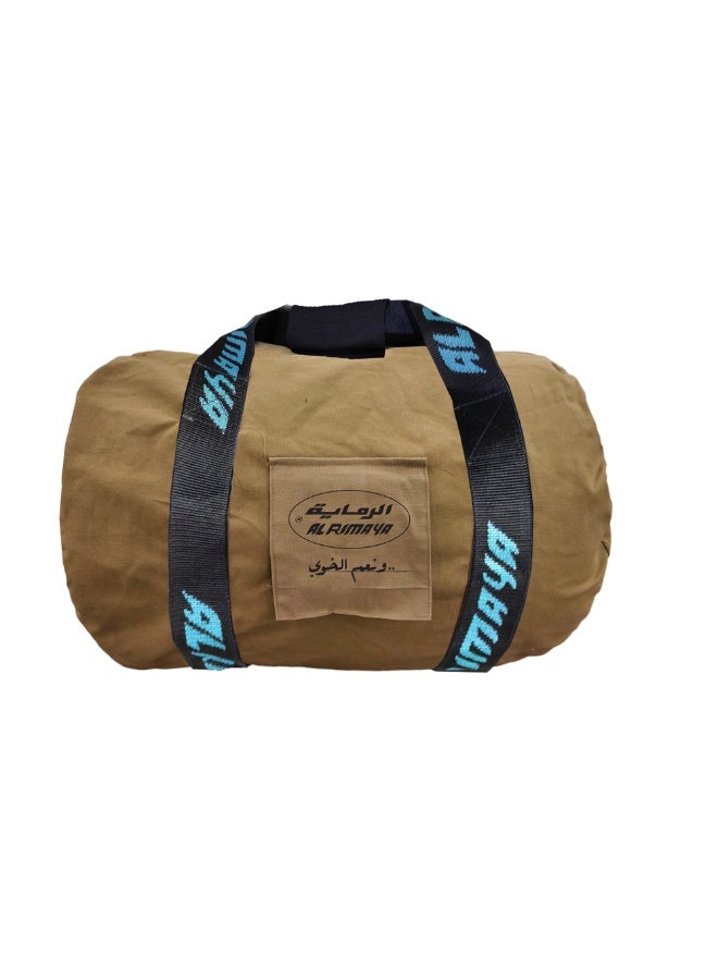 AL RIMAYA Al_Rimaya Khuzama Sleeping Bag | Waterproof Canvas Bottom, Down-Like Cotton Filling, 210x105 cm – Beige & Brown Checkered Design - Premium Tent Accessories for Performance, Durability and Everyday Use - Image 1