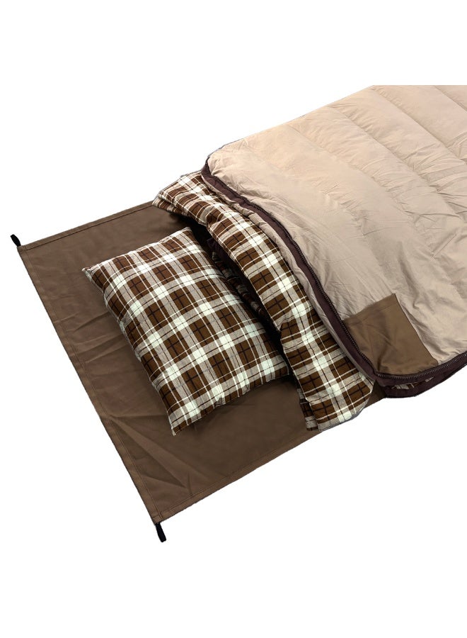 AL RIMAYA Al_Rimaya Khuzama Sleeping Bag | Waterproof Canvas Bottom, Down-Like Cotton Filling, 210x105 cm – Beige & Brown Checkered Design - Premium Tent Accessories for Performance, Durability and Everyday Use - Image 5