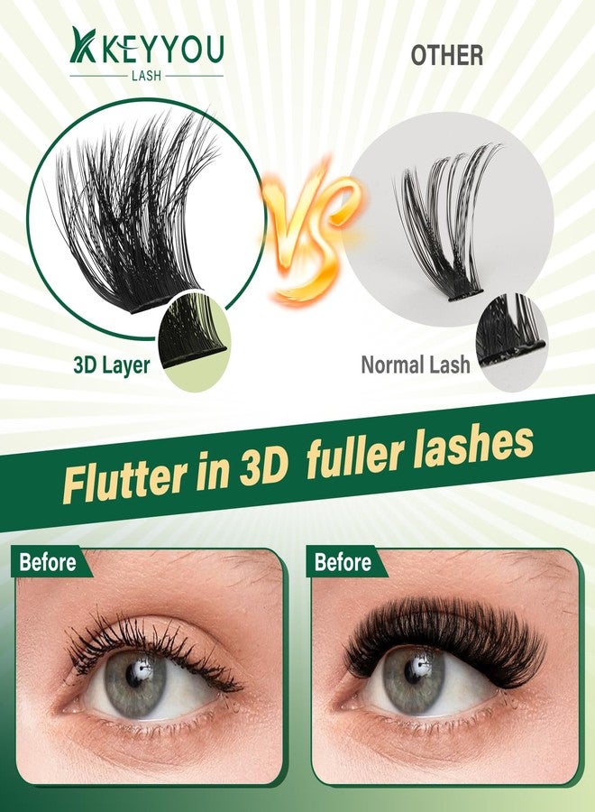 KEYYOU lash Clusters Kit 3D Effect Eyelash Clusters Kit 182pcs 200D 9-18MIX D Curl Individual Lashes Kit Wispy Lashes Volume Cluster Lashes Kit Soft DIY Lash Extension Kit (3D Kit-200D-D-9-18MIX) - Image 4