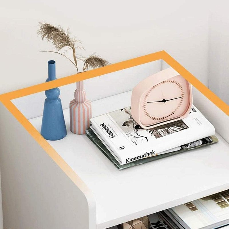 N.C iHomily Simple Bedside Table Nightstand Bedside Cabinet Side Table End Table Sofa Table with 2 Drawer Storage Unit for Bedroom Living Room Office, ZT-ZAS-P36A White - Image 3