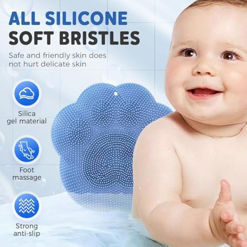 Shower Foot Scrubber Mat with Non-Slip Suction Cups, 2025 Foot Scrubber Mats Silicone Shower Wall Mounted Back Scrubbers Massage Pad with Suction Cups Exfoliating Bathroom Wash Mats (Grey) - Image 2