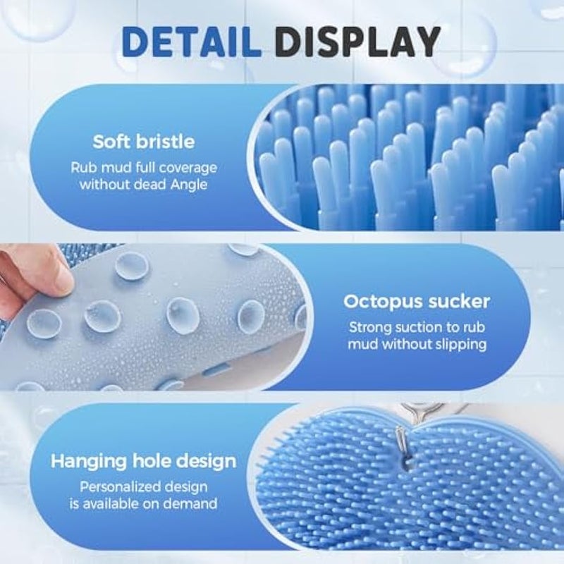 Shower Foot Scrubber Mat with Non-Slip Suction Cups, 2025 Foot Scrubber Mats Silicone Shower Wall Mounted Back Scrubbers Massage Pad with Suction Cups Exfoliating Bathroom Wash Mats (Grey) - Image 3