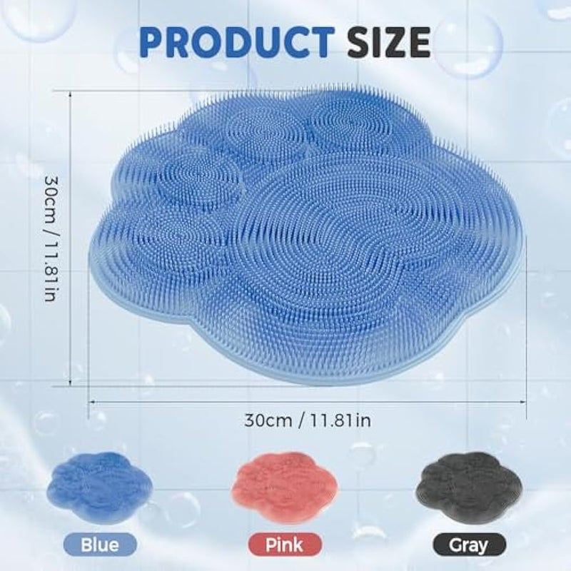 Shower Foot Scrubber Mat with Non-Slip Suction Cups, 2025 Foot Scrubber Mats Silicone Shower Wall Mounted Back Scrubbers Massage Pad with Suction Cups Exfoliating Bathroom Wash Mats (Grey) - Image 5
