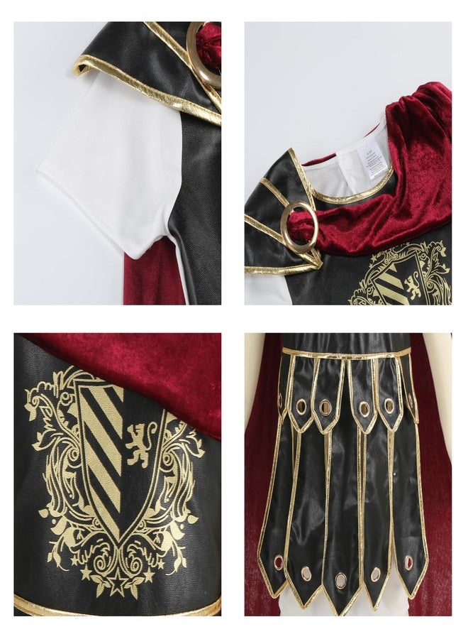 AGCOAH Kids Warrior Costume,Roman Armor Spartan Soldier Costume 3Pcs Halloween Cosplay (Black and White Print-XXL-10-11Y) - Image 2