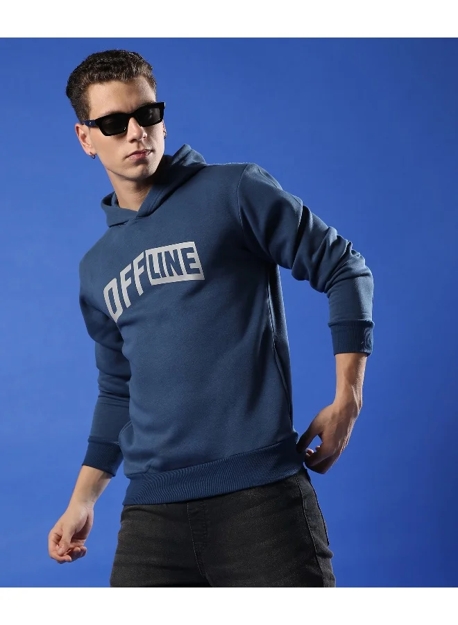 Campus Sutra Men's Blue Redefined Pullover Sweatshirt