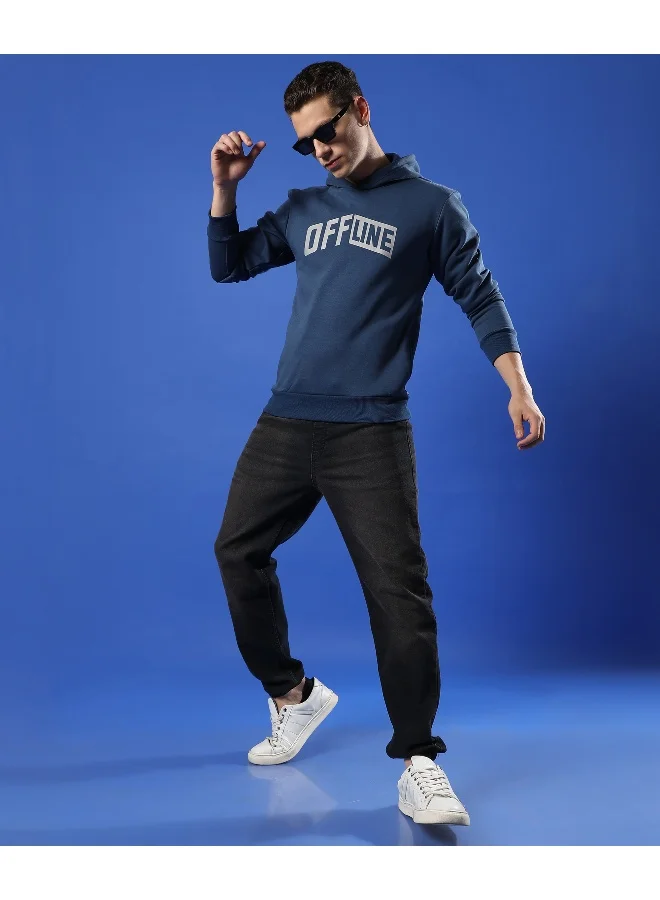 Campus Sutra Men's Blue Redefined Pullover Sweatshirt