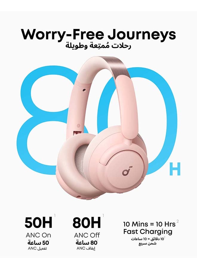 Soundcore Q30 by Anker, Hybrid Active Noise Cancelling Headphones with Travel Pouch, Multiple Modes, Hi-Res Audio, Custom EQ via App, 50H Playtime, Comfortable Bluetooth, Multipoint Connection Pink Pink - Image 3