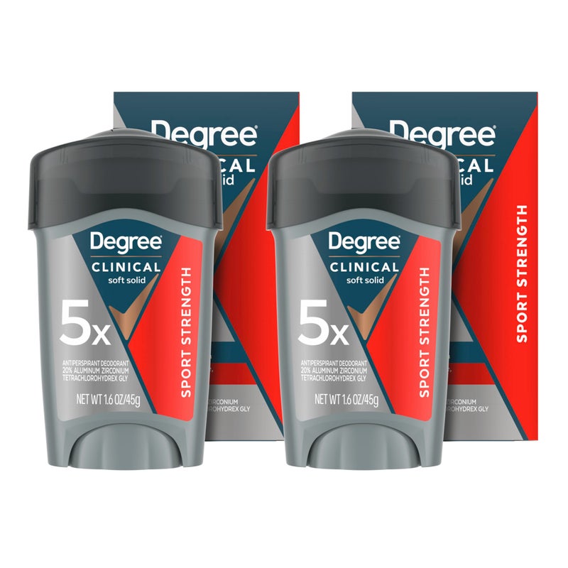 Degree Men Clinical Strength Antiperspirant Deodorant 2 Pack Sport Strength Soft Solid 96Hour Sweat and Odor Protection 5x Types of Sweat 16 oz - Image 3