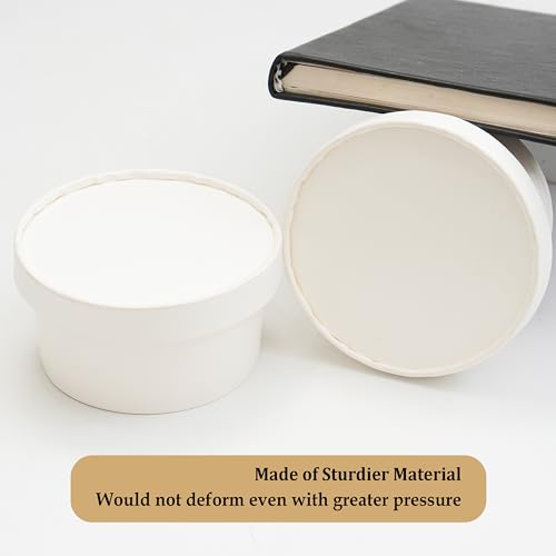 PARICOTT 300ml – 25 Bowls | White Paper Food Containers with Lids | Disposable Paper Bowls for Gravy, Curry, Snacks, Ice Cream, Takeaway & Delivery – Leak-Resistant, Eco-Friendly, Food Grade - Image 4