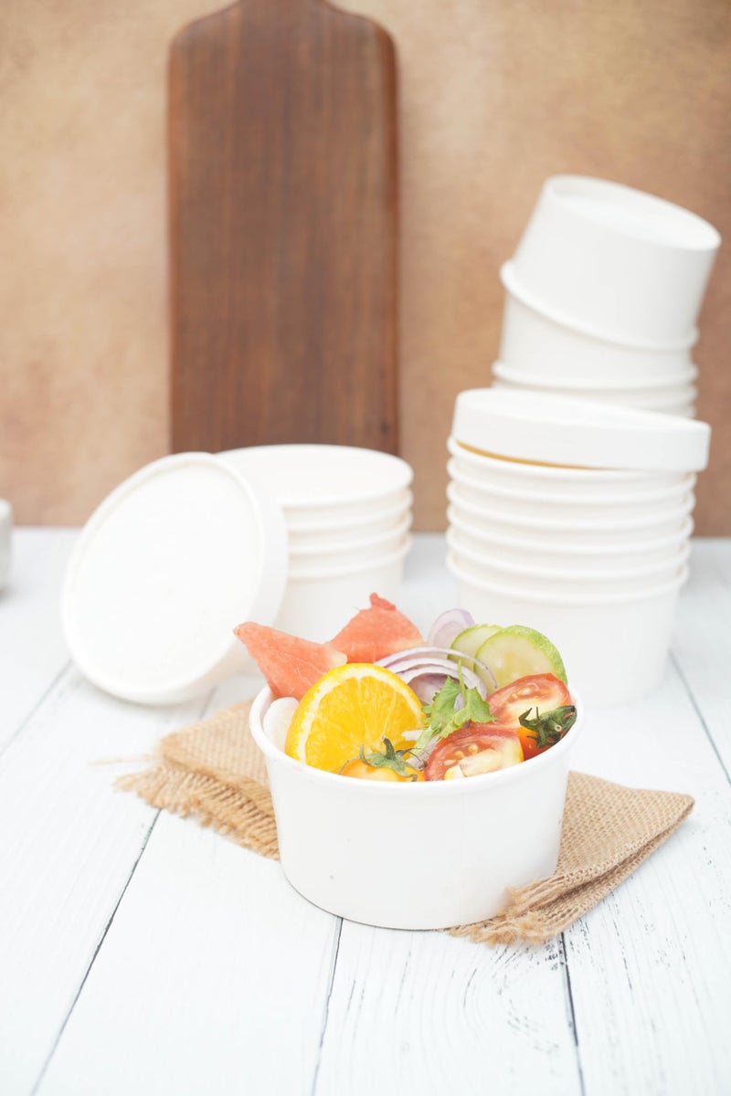 PARICOTT 300ml – 25 Bowls | White Paper Food Containers with Lids | Disposable Paper Bowls for Gravy, Curry, Snacks, Ice Cream, Takeaway & Delivery – Leak-Resistant, Eco-Friendly, Food Grade - Image 2