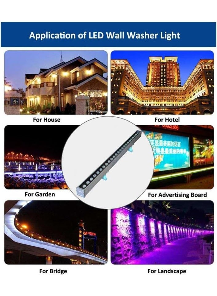 شريط إضاءة LED غاسل جدران بطول 100 سم، 36 واط، ضوء أبيض دافئ، مقاوم للماء IP65، ألومنيوم مؤكسد أسود - Image 2